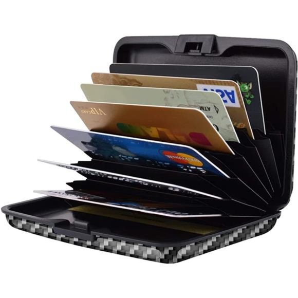 Mini Credit Card Holder, RFID Blocking Slim Hard Card Case ID Case Travel Wallet - Picture 3 of 8